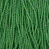 11/0 Charlotte Cut Preciosa Beads Opaque Green Rainbow Strung